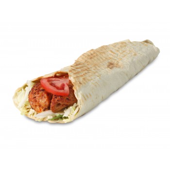 Kebabas lavaše su vištienos file gabaliukais